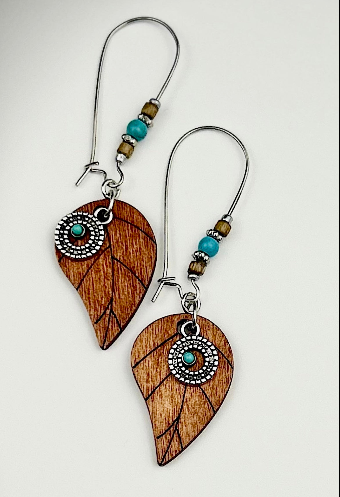 Wood Leaf Earrings