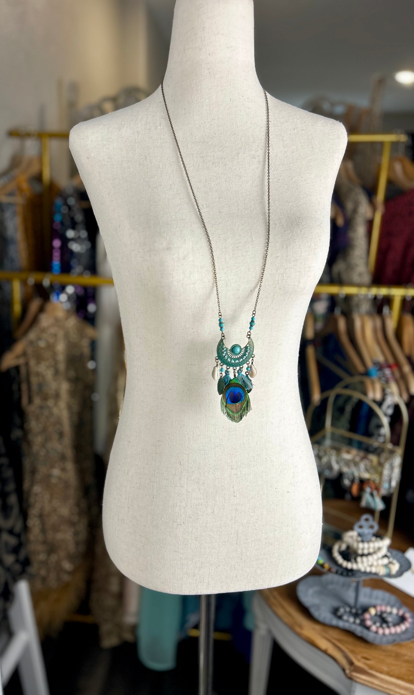 Peacock & Seashell Necklace