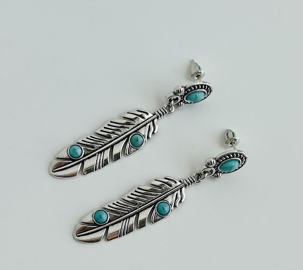 Feather Turquoise Earrings