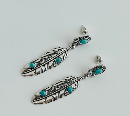 Feather Turquoise Earrings