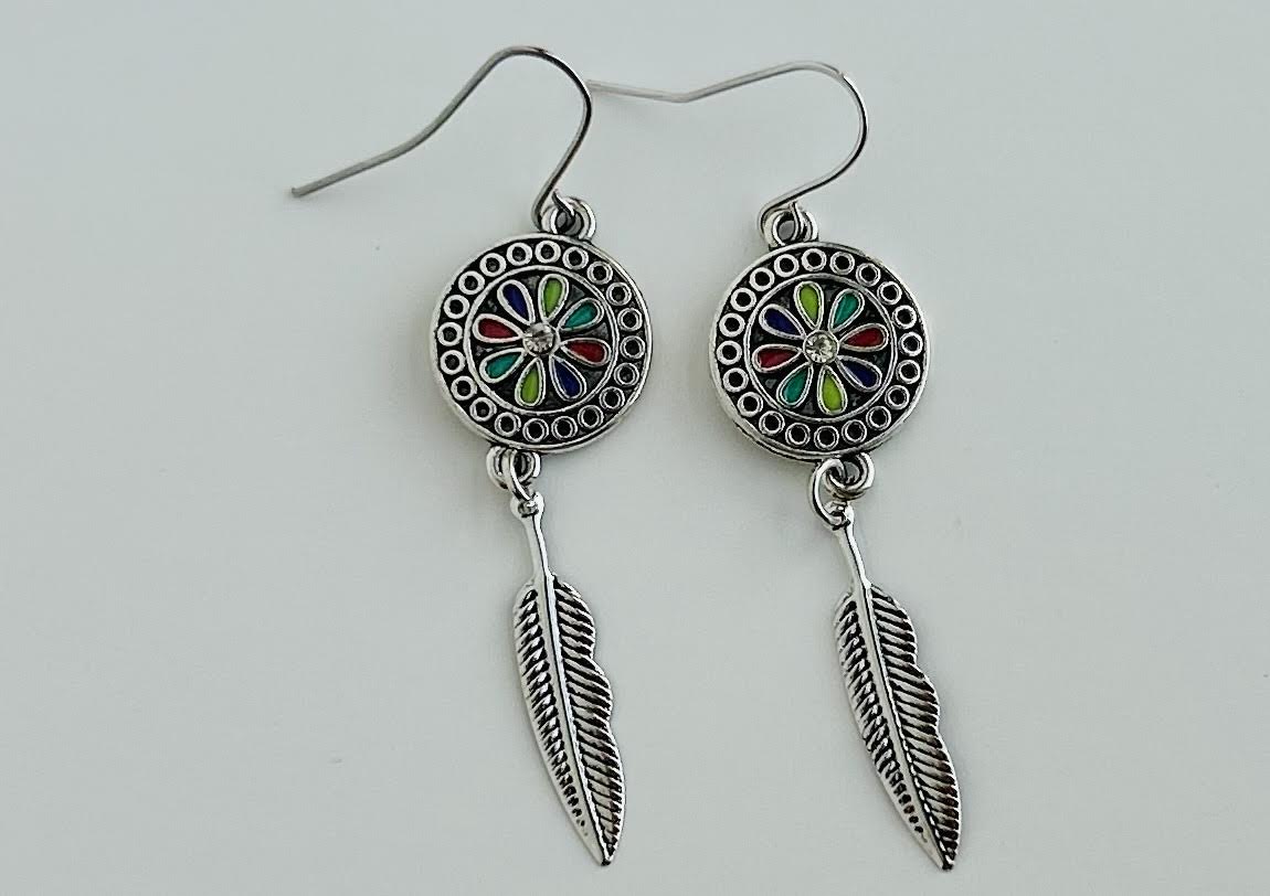 Retro Feather Drop Earrings