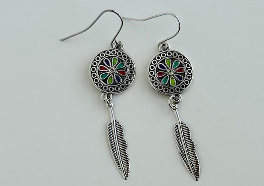 Retro Feather Drop Earrings