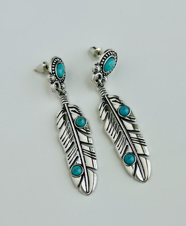 Feather Turquoise Earrings