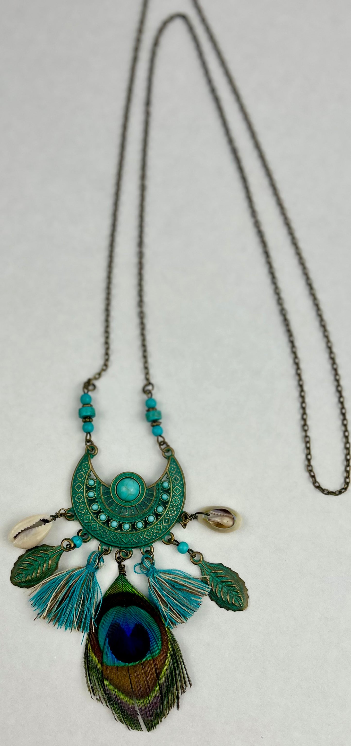 Peacock & Seashell Necklace