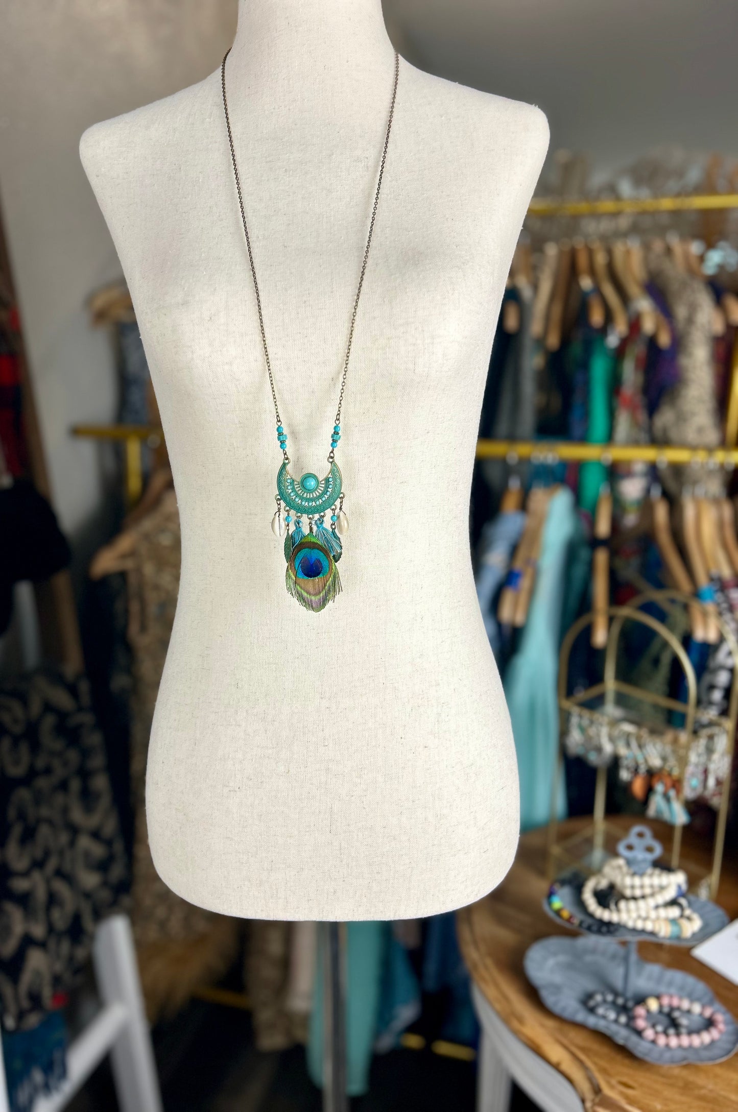 Peacock & Seashell Necklace