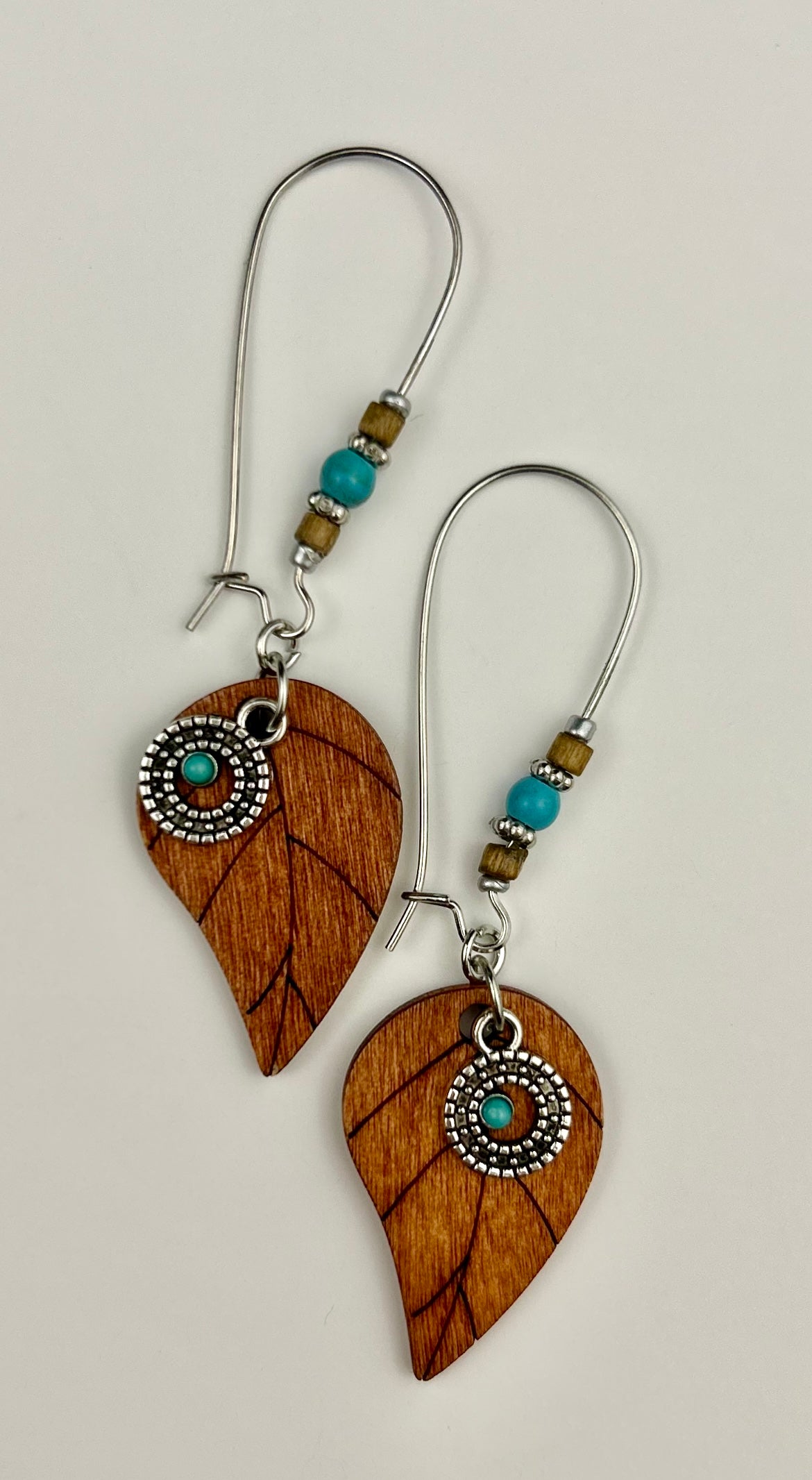 Wood Leaf Earrings