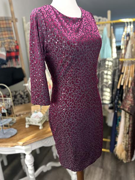 Purple Velvet Animal Print Dress