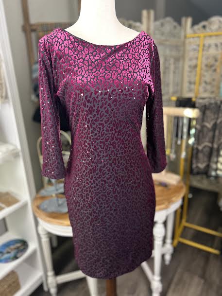 Purple Velvet Animal Print Dress